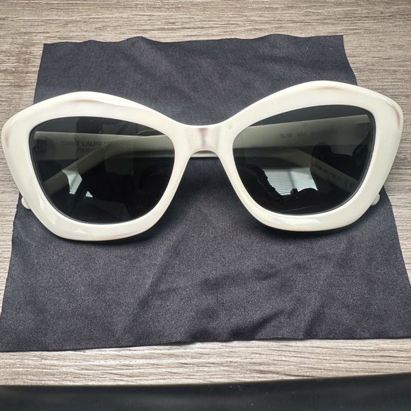 SAINT LAURENT CATE EYE IVORY SUNGLASSES SL 423 - Picture 6 of 12